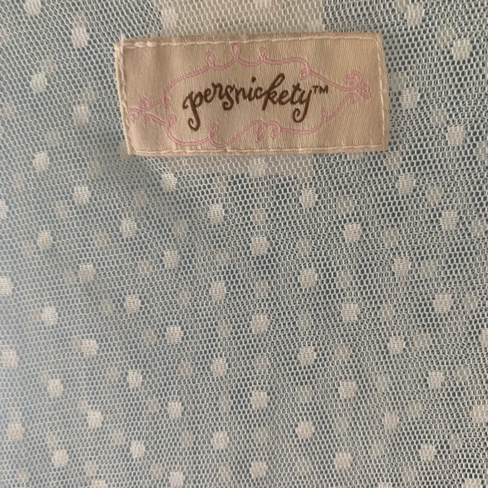 Sheer, Persnickety, Swiss dot, girls cream top.